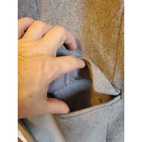 ELLOS Women's Plus Long Boyfriend Wool Blazer Size 22 Light Gray Striped Lining - Picture 5 of 12